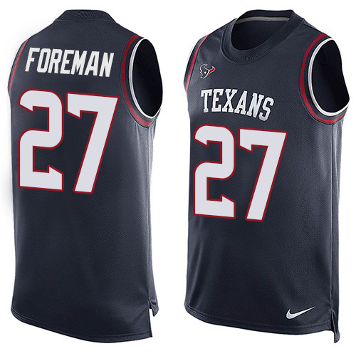 Nike Texans #27 D'Onta Foreman Navy Blue Team Color Men's Stitched NFL Limited Tank Top Jersey - Click Image to Close